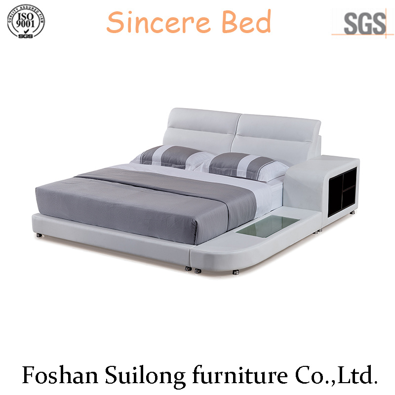 Lb8001 Genuine Leather Modern Bed