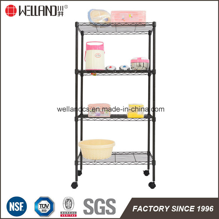 Basic 4 Shelf Black Affordable Adjustable Home Storage Room Metal Open Wire Shelving Unit