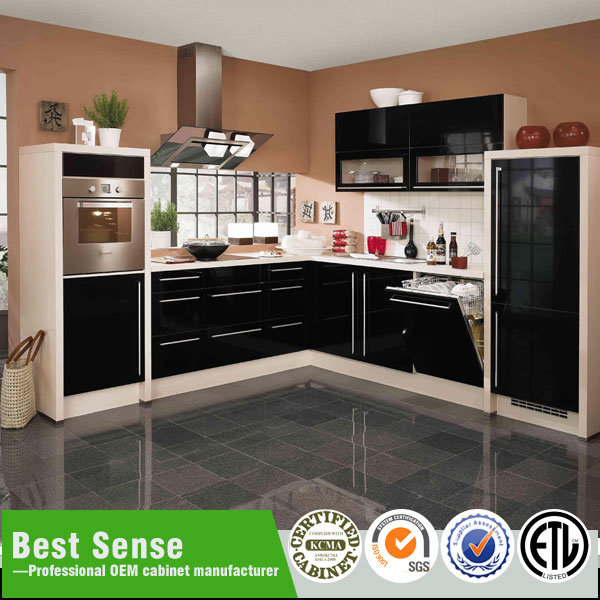 Australian Standard Luxury Classic Black Customized Kitchen Cabinets