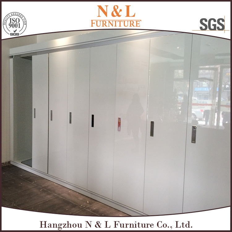 High Quality White PVC Sliding 6 Doors Clothes Closet