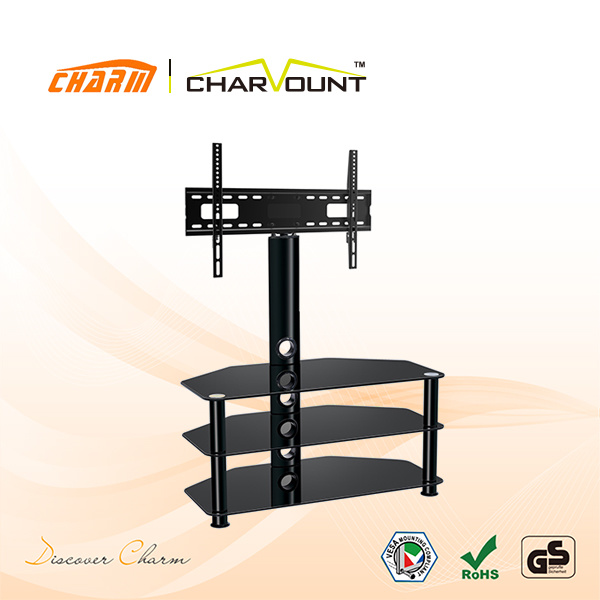 High Quality 3 Shelf Tempered Glass Bedroom LCD TV Stand Aluminium Tube (CT-FTVS-N203B)