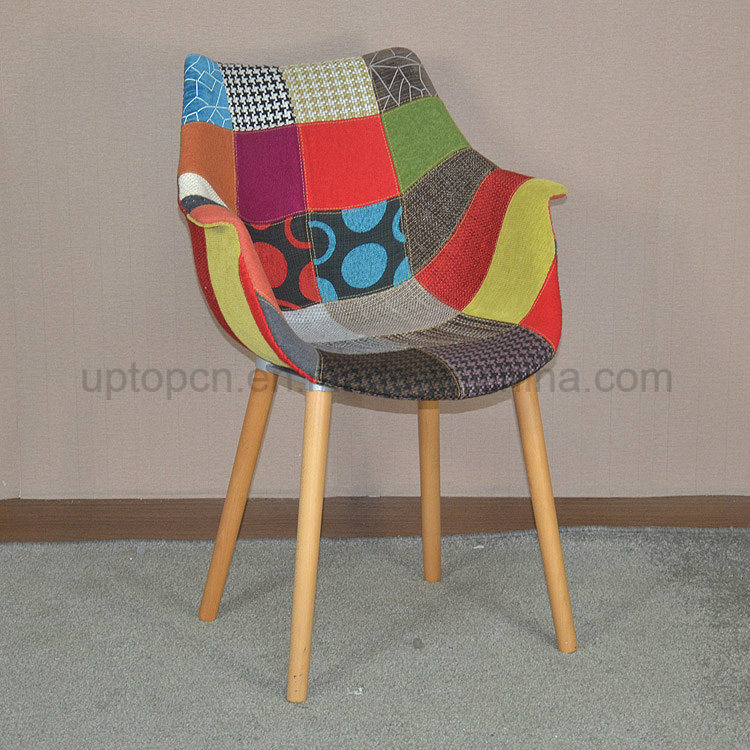 Modern Wooden Leg Upholstered Fabric Patchwork Chair (SP-EC850)