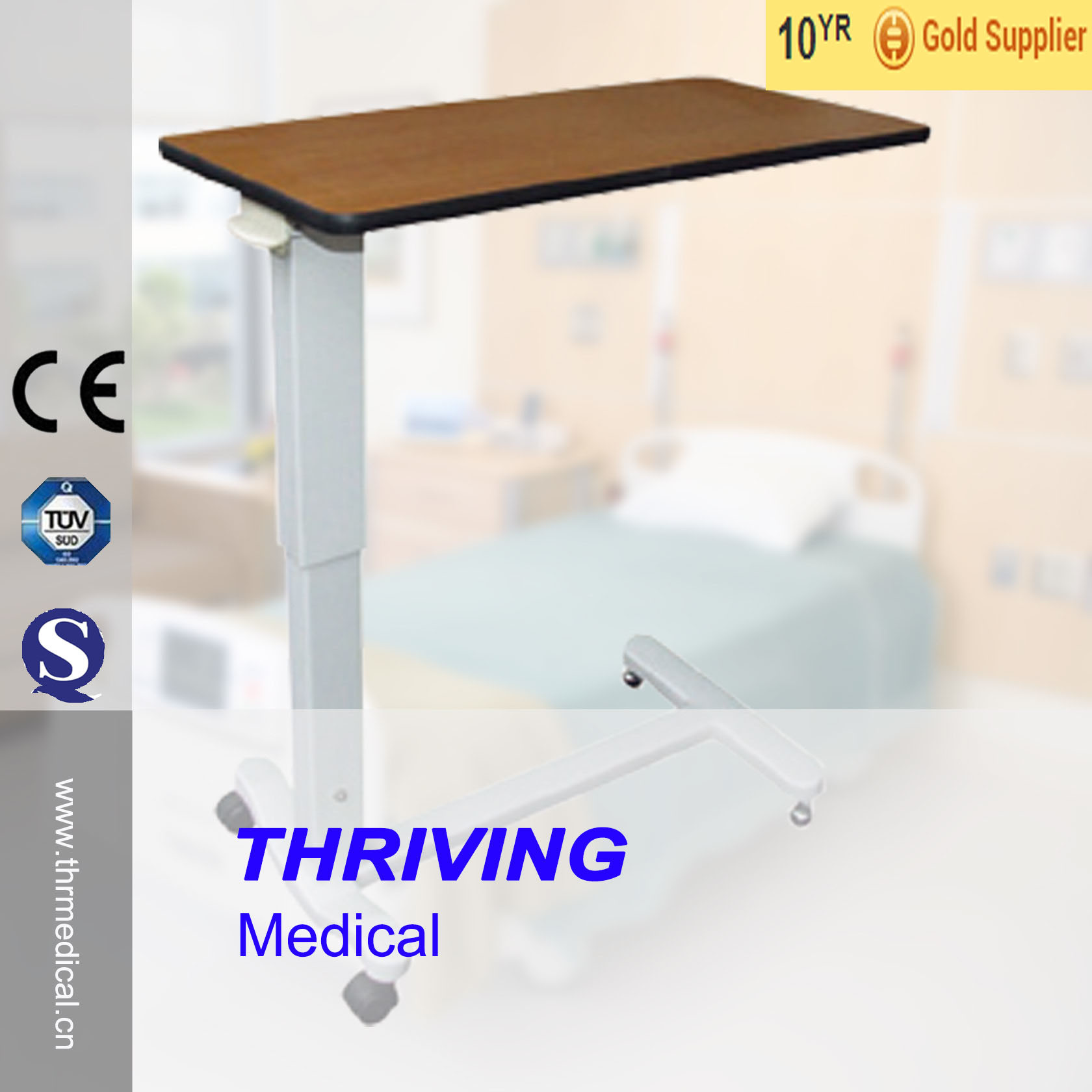 Hospital Adjustable Overbed Table (THR-OBT06F)