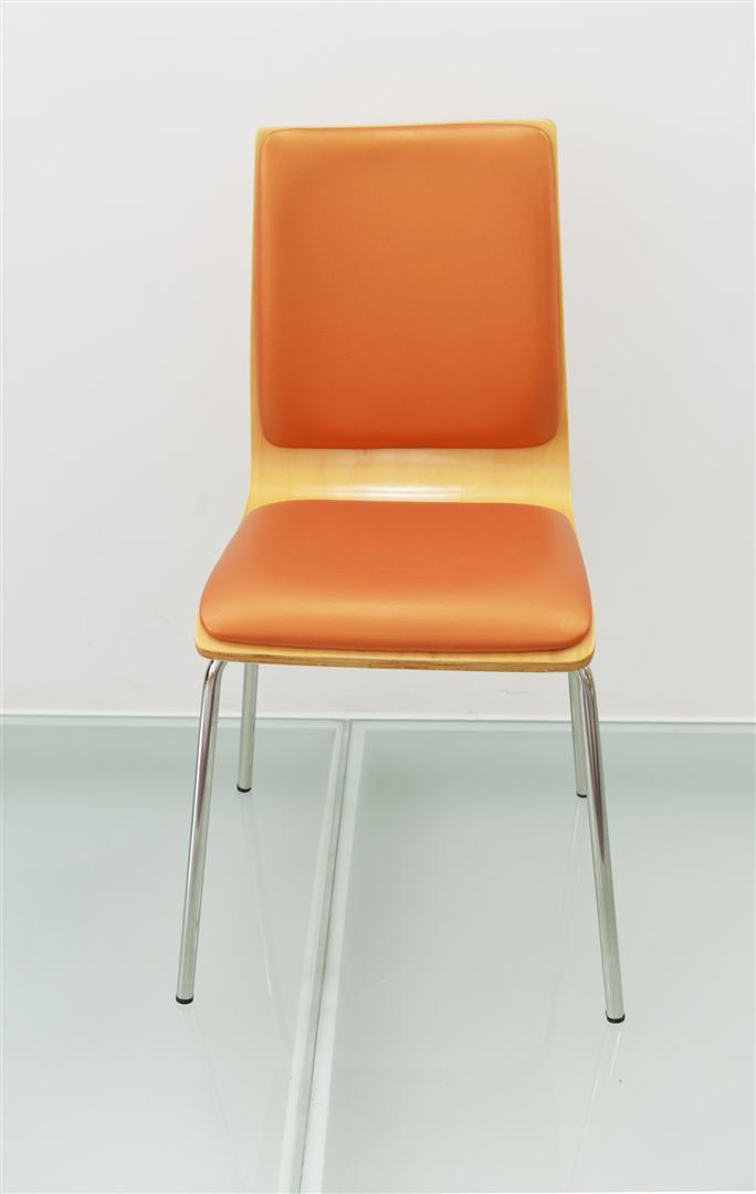 Orange Dining Chair Wood for Restaurant Study Desk Cafe Coffee Shop