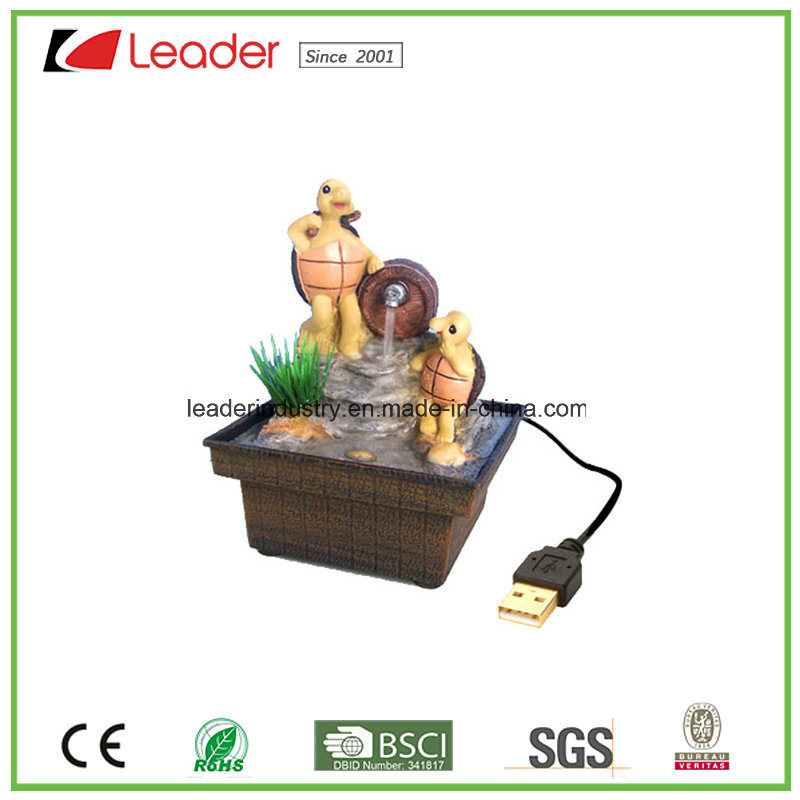 USB Polyresin Water Fountain Frog Figurines for Table Decoration