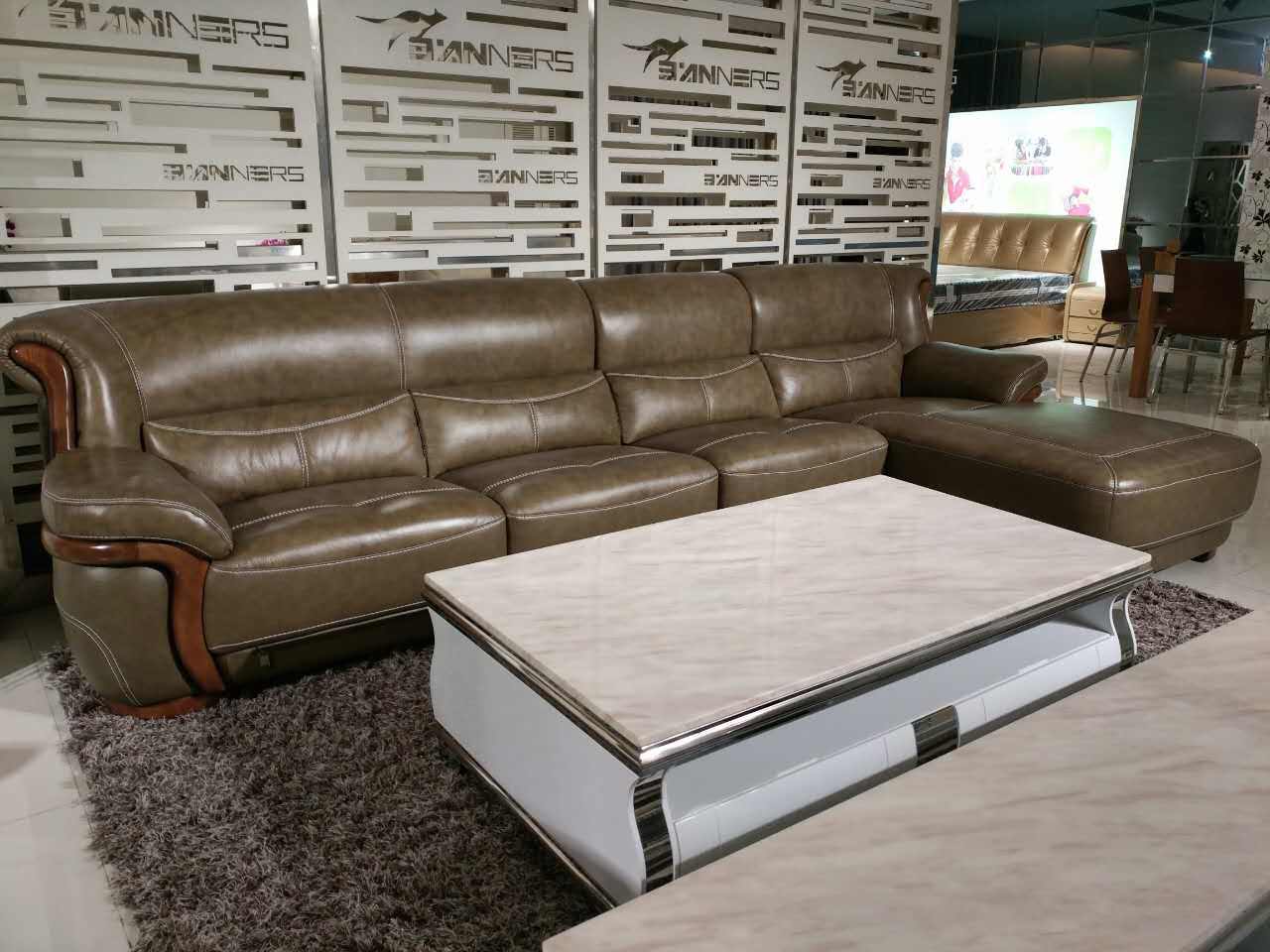 Modern Living Room Genuine Leather Sofa (SBL-1702)