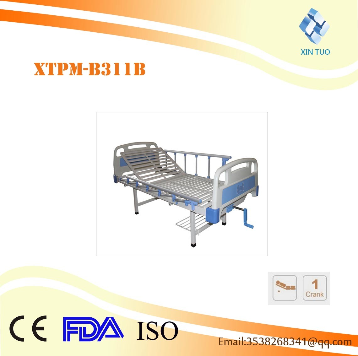 Superior Quality Manual One-Function Medical Care Bed