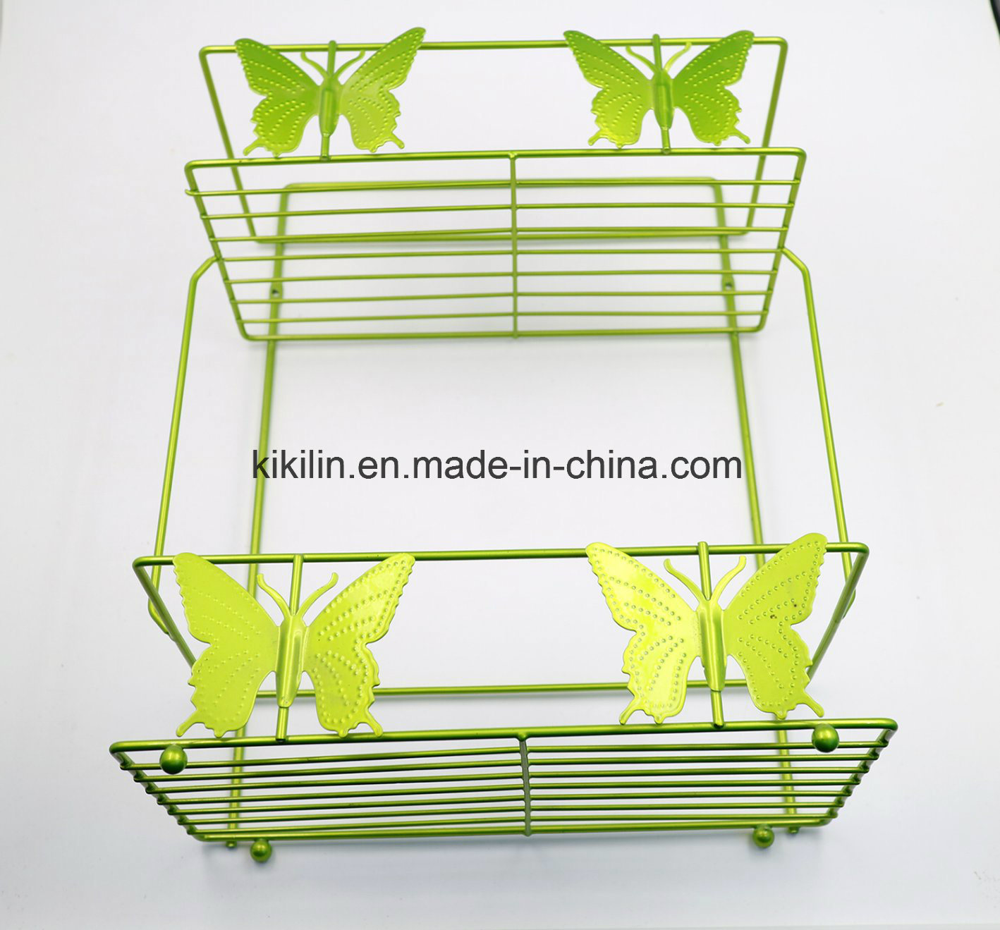 Iron Wire Two Layers Kitchen Rack Bathroom Storage Shelves