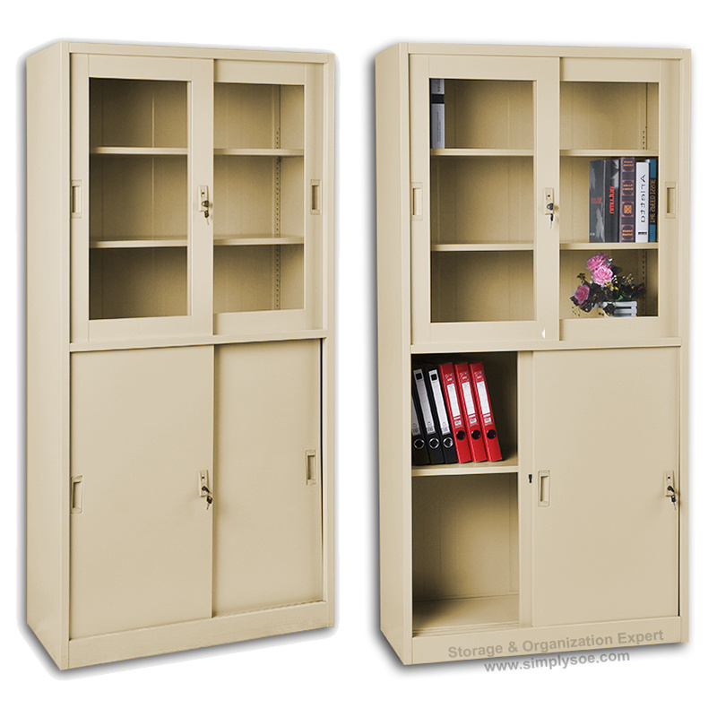 Metal File Cabinet with Upper Double Door Glass (FC-1002002)