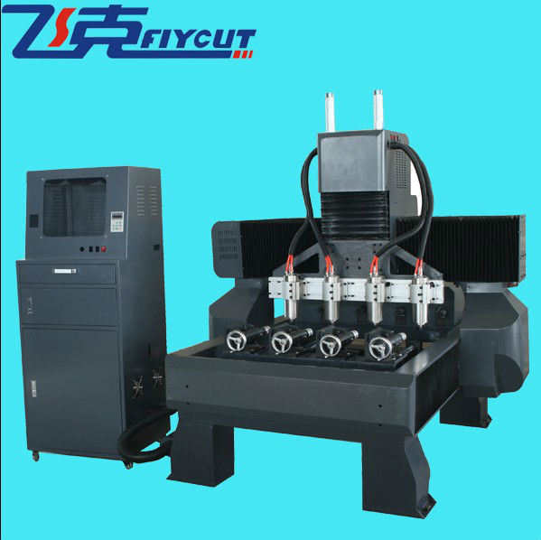 Iron Cast Frame 3D CNC Engraving Machine, 4 Heads Spindle CNC Router