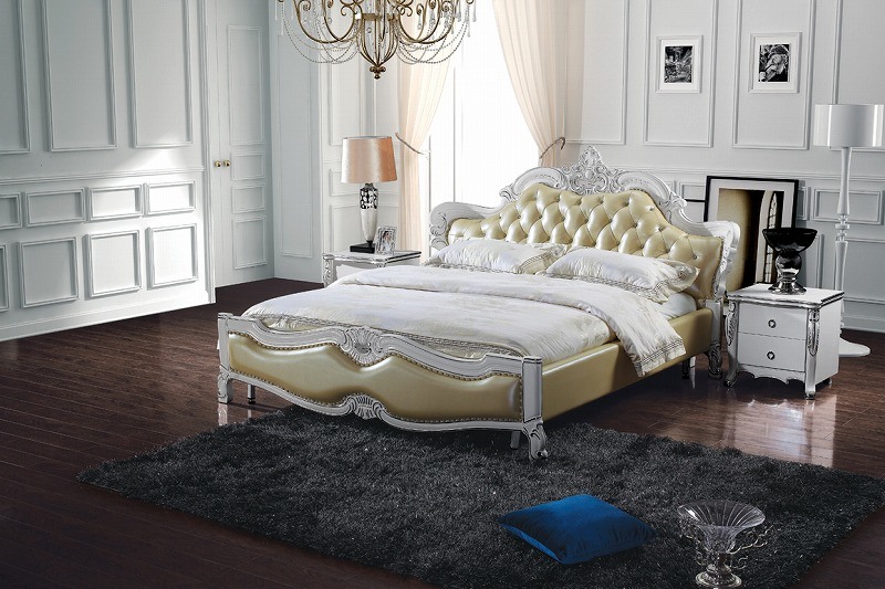 Bedroom Furniture Genuine Leather Bed (SBT-5869)