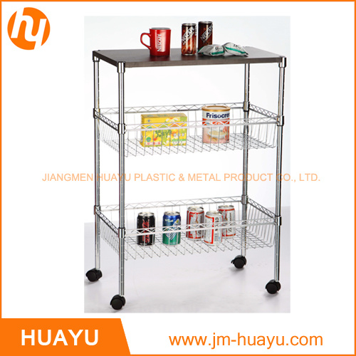 Two Basket 3 Tiers Wire Shelving Display Wire Cart