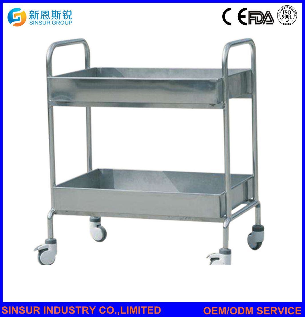 ISO/CE Hospital Equipment Stainless Steel Treatment Medical Delivery Trolley/Cart