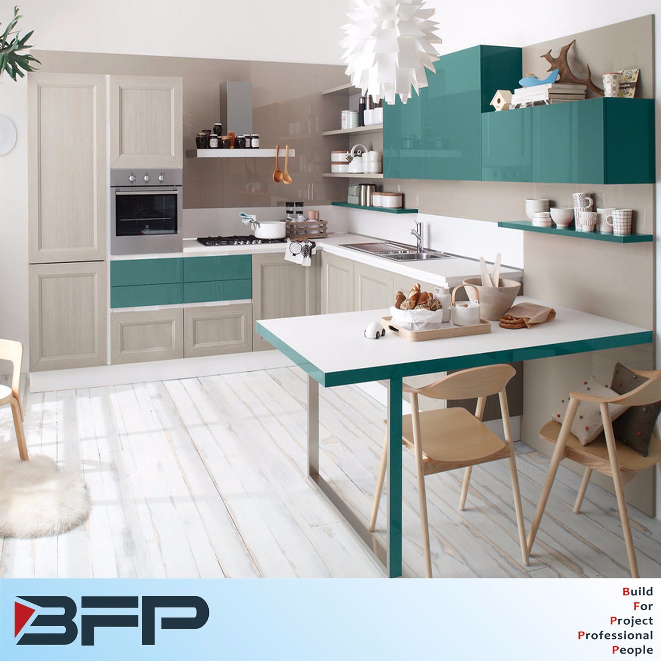 China Manufacturer Design L Shaped Modern Modular Kitchen Cabinet