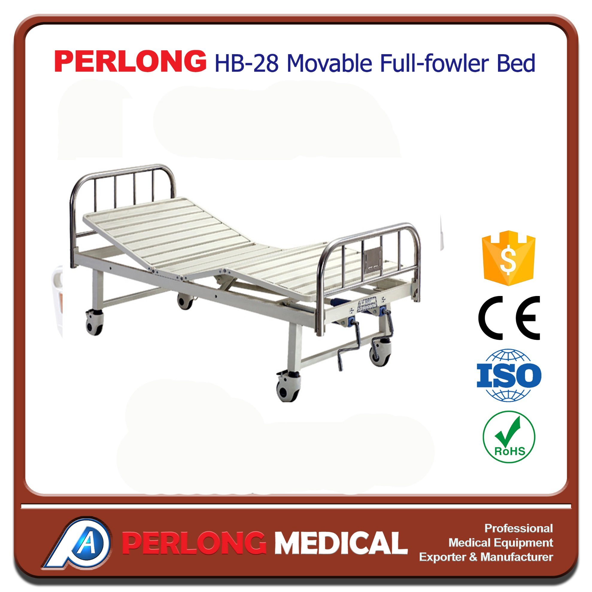 Movable Full-Fowler Bed with Stainless Steel Head Boards Hb-28