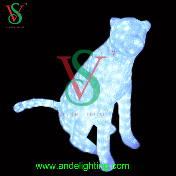 Artificial Metal Frame Animal Garden Decorative Sculpture Lighted Leopard