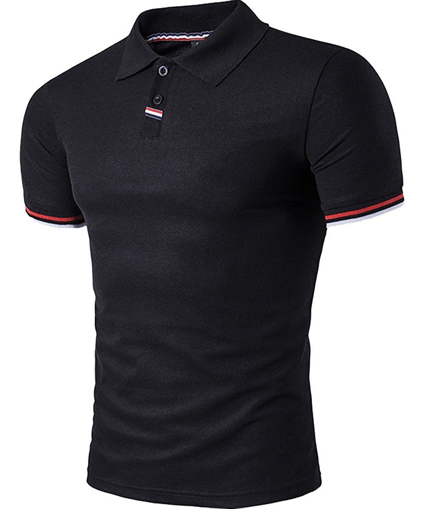 Cottory Custom Men's Fashion Stripe Collar Short Sleeve Polo Shirts