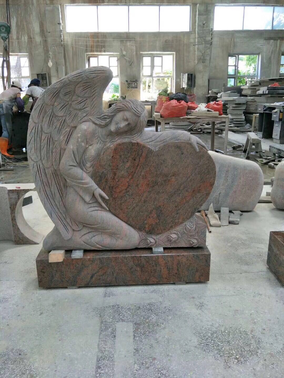 Red Granite Angel Sculpture Monuments