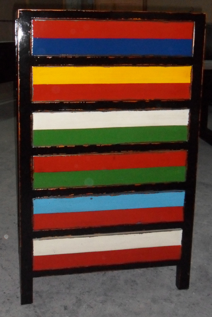 Antique Wooden Chest with Colorful Drawers Lwb764