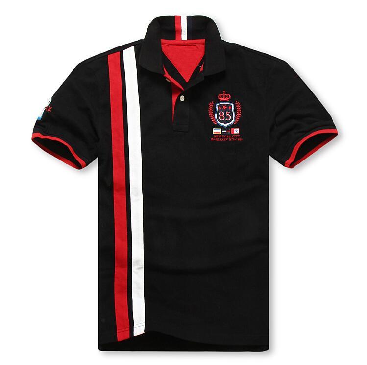 OEM Half Moon Patch Front 2 Colors Striped Men's Fashion Polo Shirts