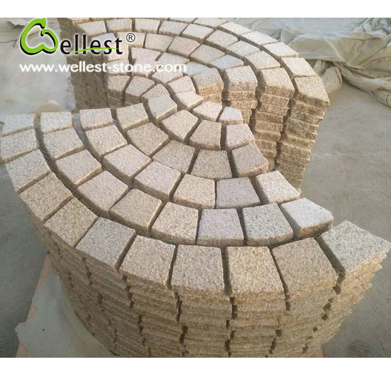 G682 Yellow Granite Meshed Fanshape Garden Patio Paving Stone