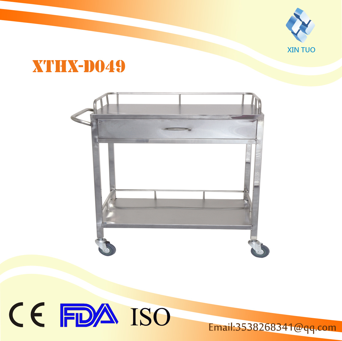 Factory Direct Price Stainless Steel Medical Trolley Hospital Drug Delivery Trolley