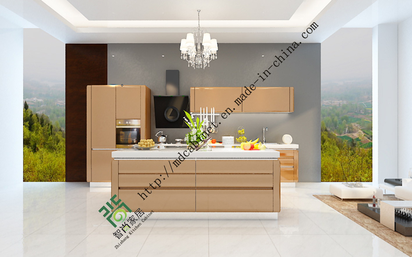 High Glossy MDF Door Lacquer Kitchen Cabinets Design (zs-183)