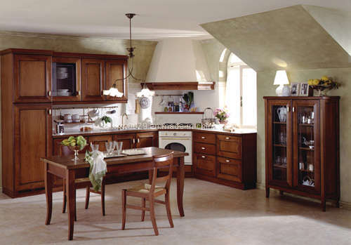 Classical Style Solid Wood Kitchen Cabinet (W-0014)