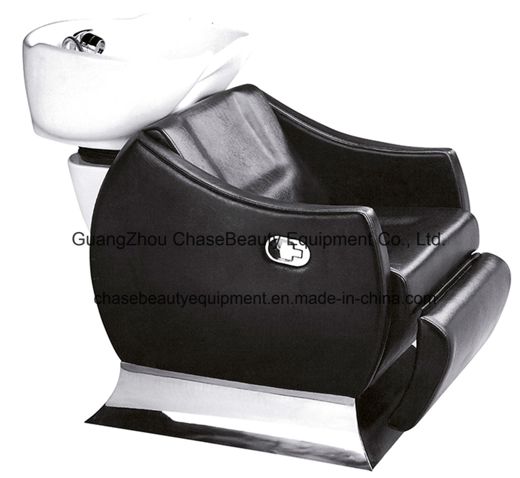 Black Shampoo Chair Unit with Ceramic Basin for Salon Equipment