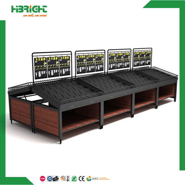 Stainless Steel Double Sided Supermarket Vegetable Display Shelf