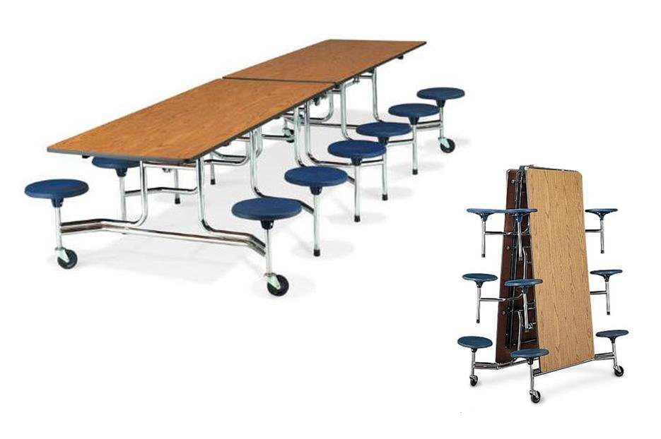 Rectangle Long School Cafeteria Dining Table with Metal Frame and Laminated Top