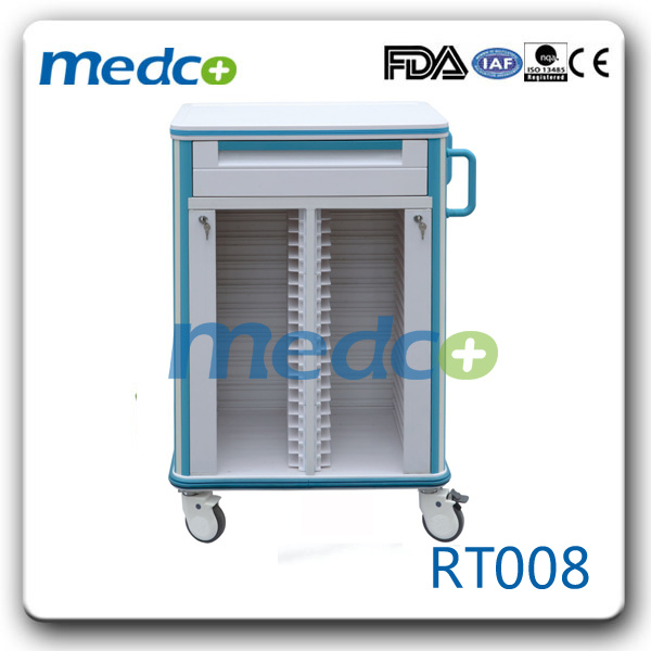 Hospital ABS Medical Patient File Cart, Double Document Record Trolley