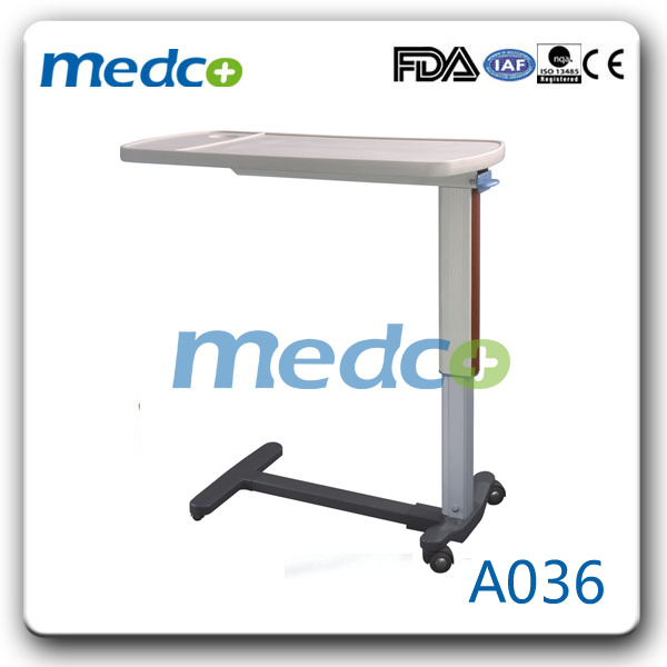 Hospital ABS Dining Table, Height Adjustable Over Bed Table