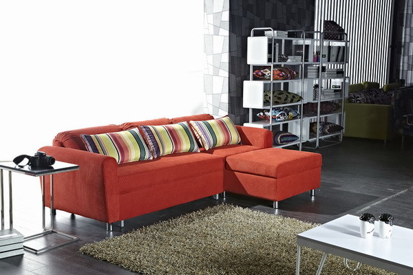 Modern Fabric Corner Sofa Bed with Storage and Adjustable Backrest