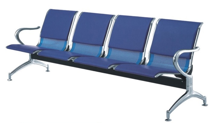 4-Seater Blue Barber Salon Waiting Chair with PU Cushion