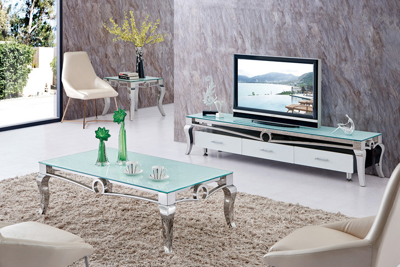 Modern Living Room Coffee Tables, Steel Glass Coffee Table