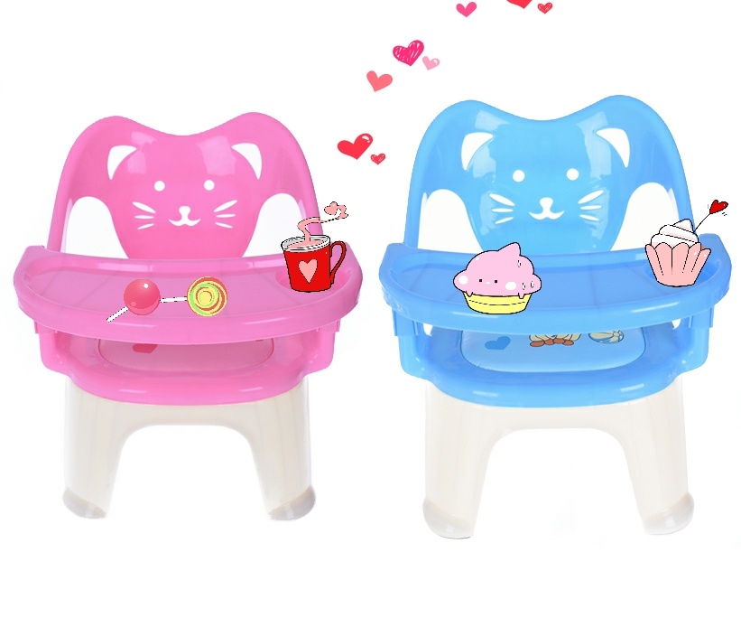 2017 New Sample Cat Shape Musical Cushion Kids Feeding Plastic Chair