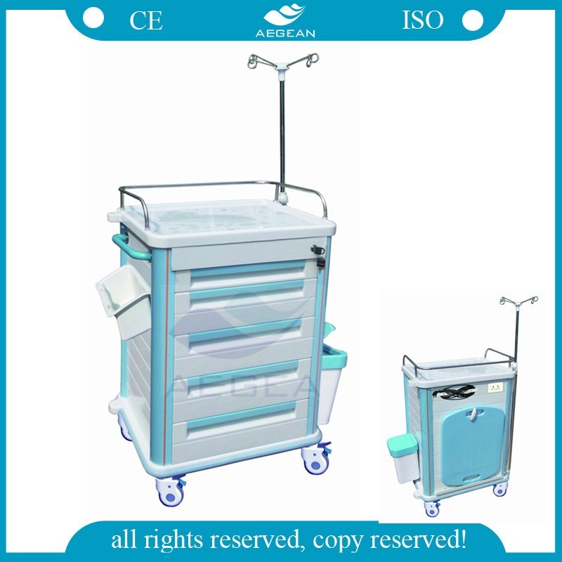 AG-Et012b1 High Quality Mobile Hospital Medical Emergency Trolley Cart