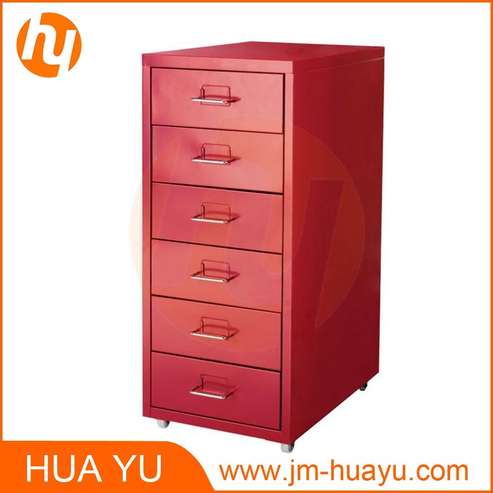 Home and Office Furniture Red 6 Drawers Movable Metal Filing or Storage Cabinet