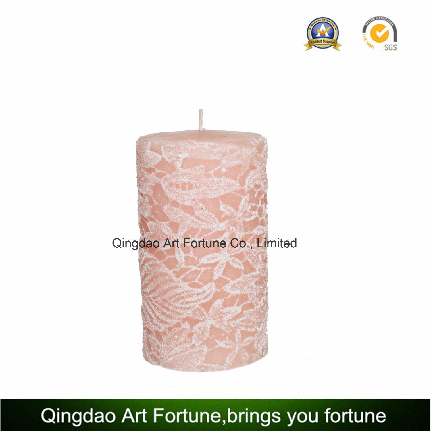 Carved Pillar Candle with Embossed Pattern on The Surface for Home Decoration