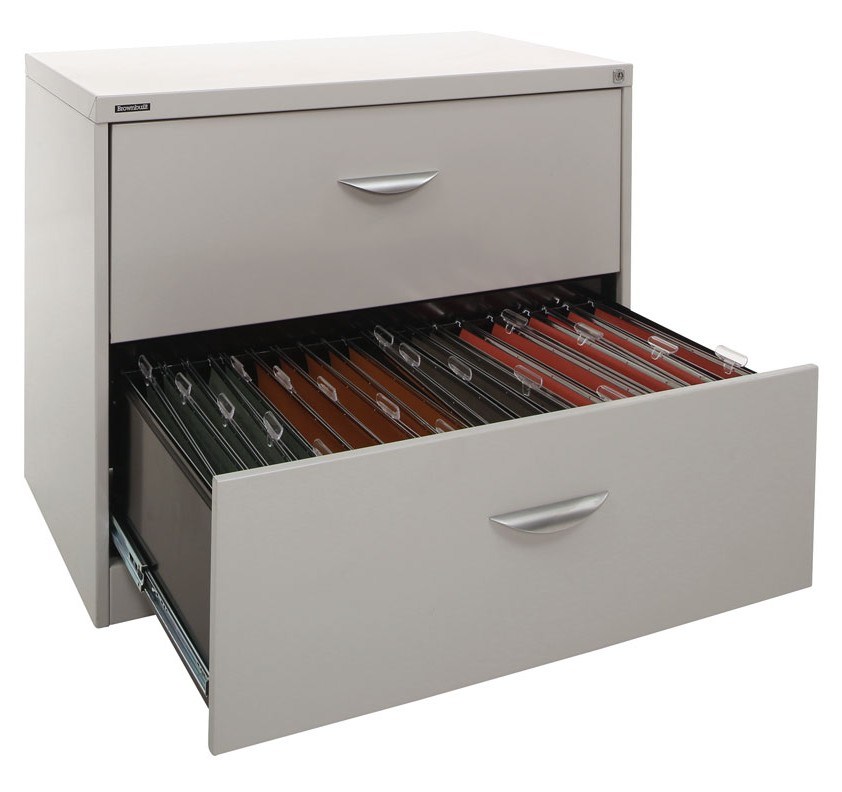 Two Drawer Lateral Filing Cabinet Made of Metal