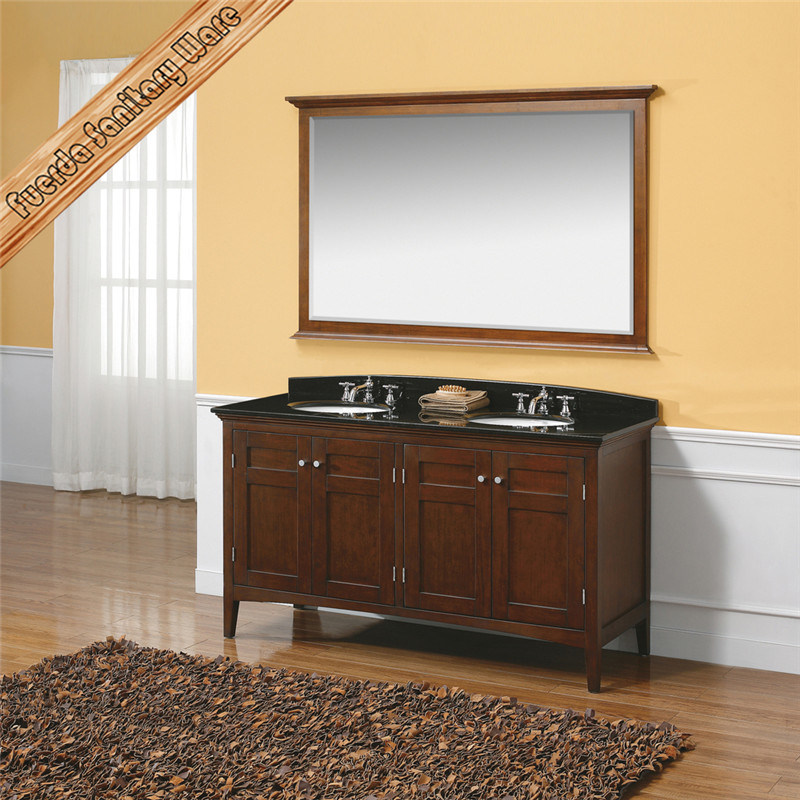 Fed-1957 Solid Wood Bathroom Vanity Double Sinks Bathroom Cabinet