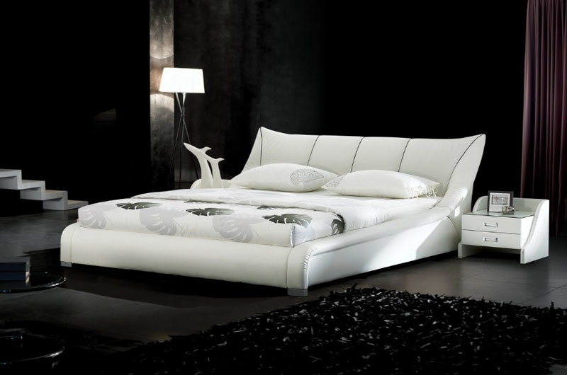 New Elegant Design Modern Genuine Leather Bed (HC1007) for Bedroom