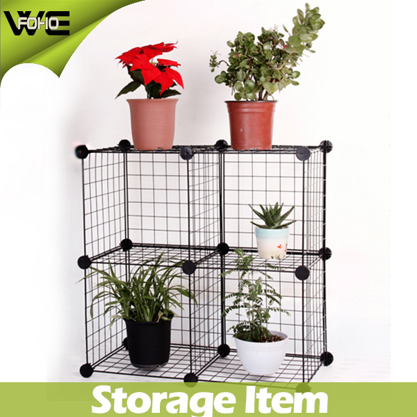 Versatile Grid Wire Iron Multifunction Metal Storage Shelves