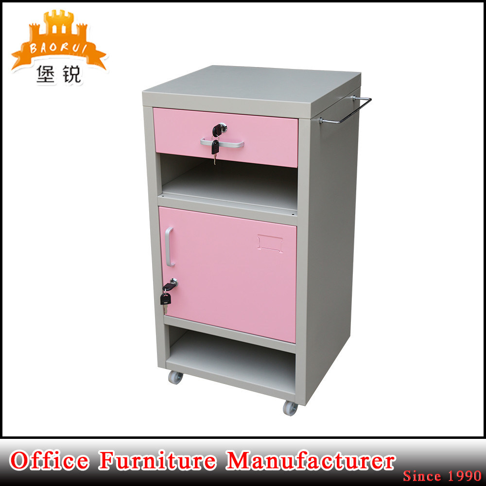 Hospital Mobile Metal Bedside Table Nightstand Bedroom Furniture Cabinet