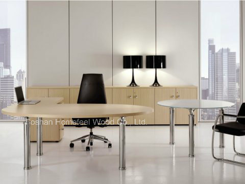 Simple Oval Shape Office Manager Desk with Side Return (HF-SO03)