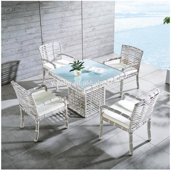 Foshan Factory Outdoor Garden Rattan Furniture by 4 People Table Set