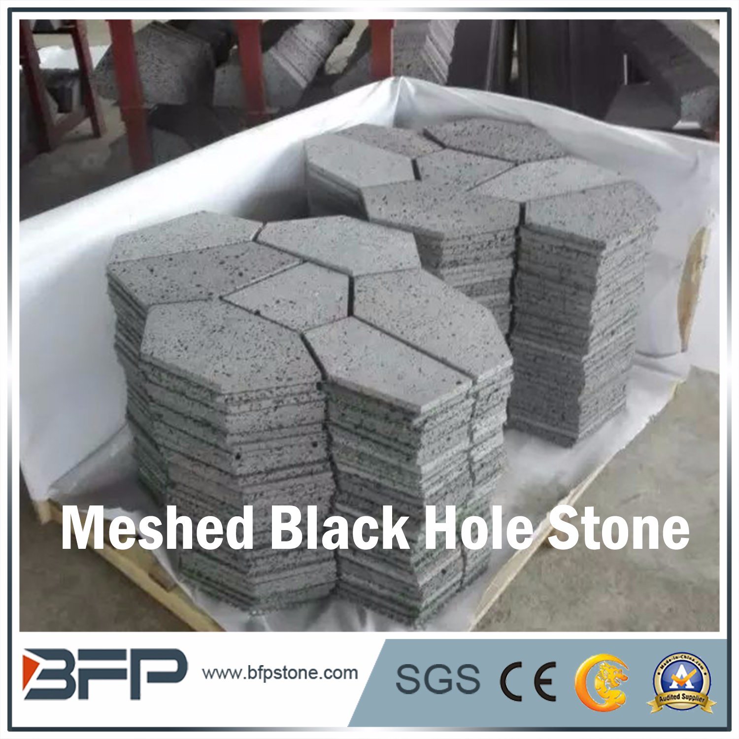 Meshed Grey Granite Hole Stone for Garden Floor Tile