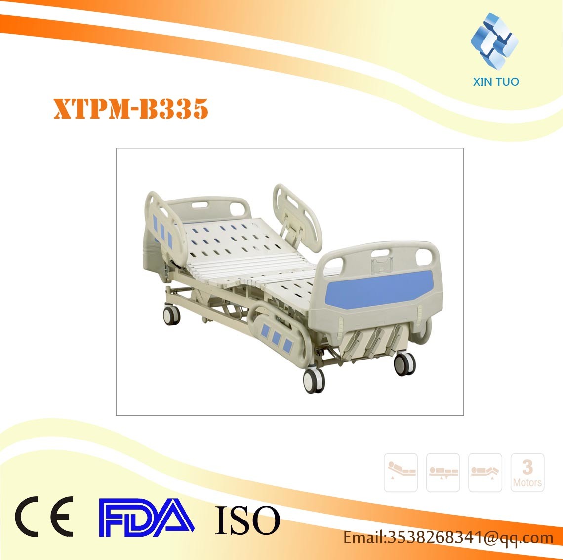 Superior Quality Manual Three-Function Medical Care Bed