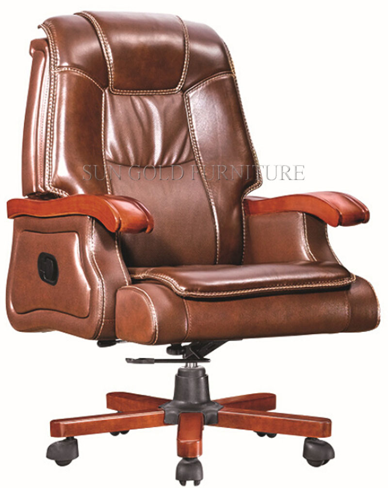 Classic Brown Luxury Leather Boss Chair with Wood Foot (SZ-OCE167)